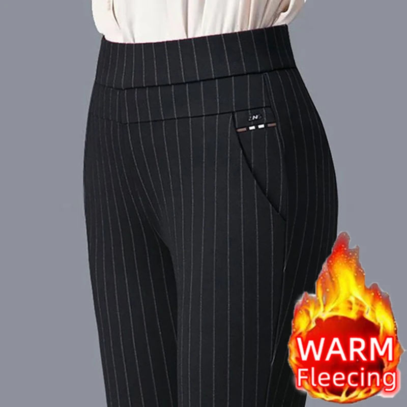 Thin & Thick Winter Pencil Pants Fleece Thermal Womens Snow Plush Strench Lady OL Slim Trousers Thichen Femal Clothing Leggings