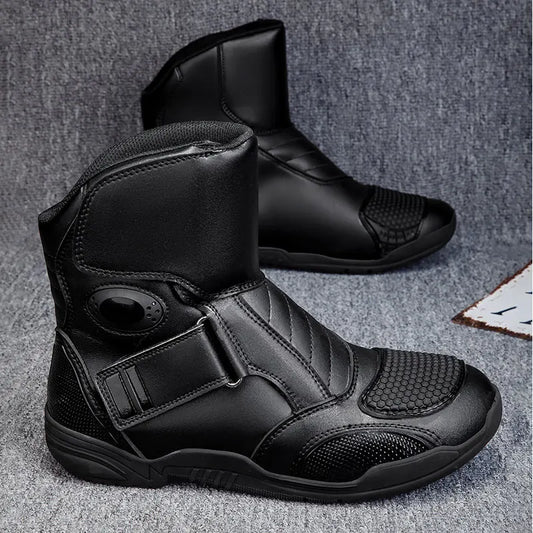 2025 New Men's Motorcycle Boots Outdoors Waterproof Safety Protection Motorcycle Shoes High Quality PU Leather Men Motos Boot