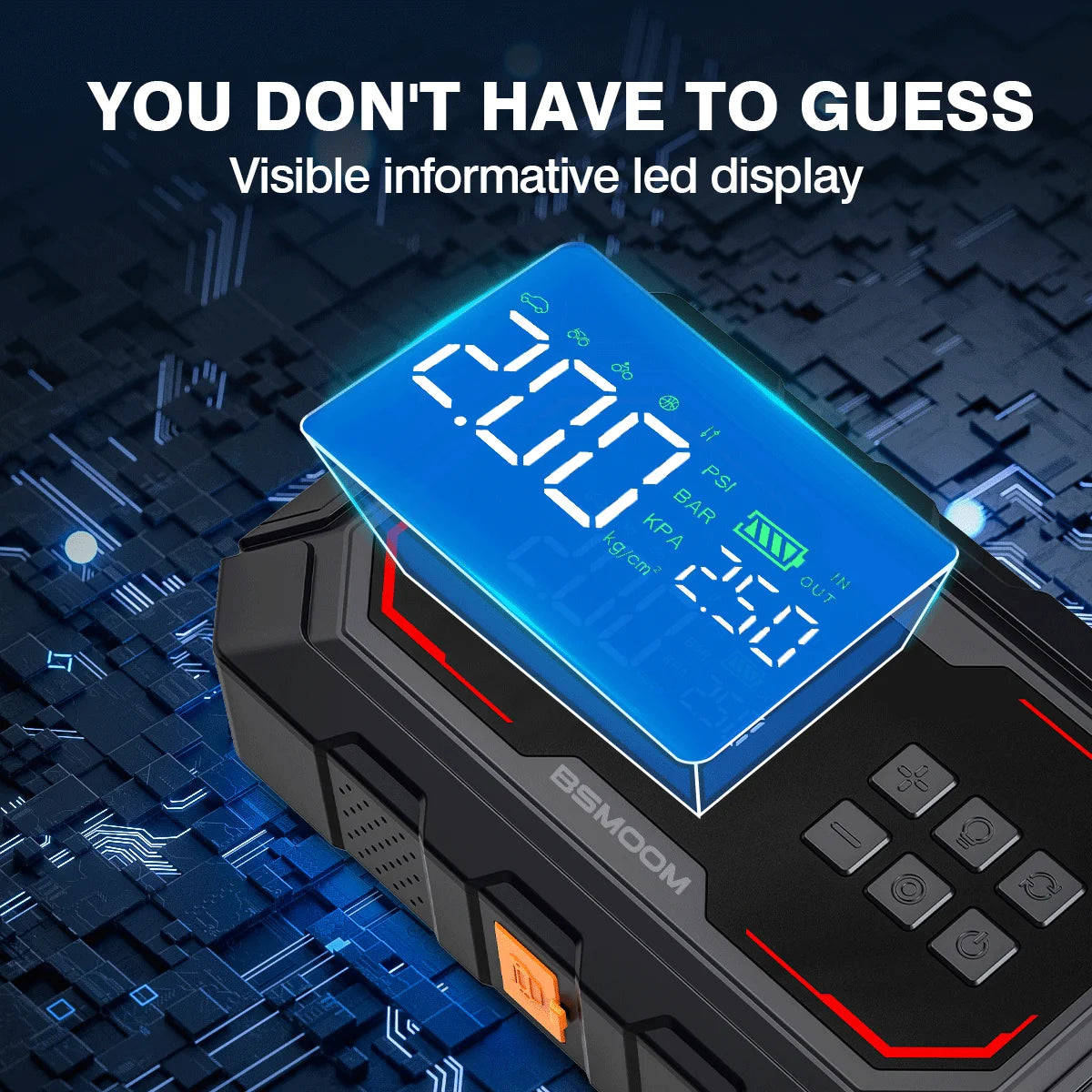 Car Jump Starter with Air Compressor Peak Auto Battery Booster 150PSI Air Pump Portable Power Bank Tire Inflator Lighting