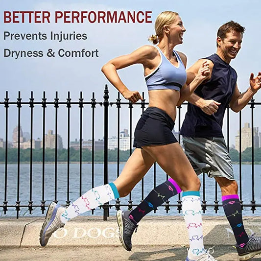 2Pairs New Cat Compression Socks Knee High 20-30 Mmhg Fit Medical Edema Diabetes Varicose Veins Running Compression Sports Socks