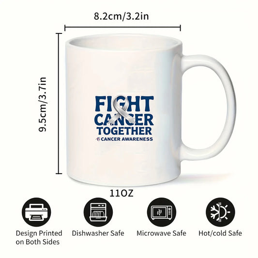Anti-Cancer Awareness Mug FIGHT CANCER TOGETHER 11oz Kids Cold & Hot Beverage Cup Christmas Gift Family Office Cup