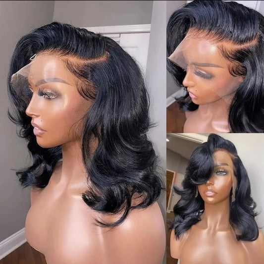 16A 100% Hair Body Wave Short Bob Wigs Human Hair 13x4 Transparent Lace Front Human Hair Wigs Brazilian Hair Bob Wigs For Women