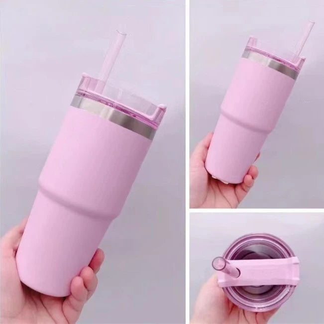 20OZ 304 Stainless Steel Insulated Cup Large Capacity Straw Coffee Travel Cup Cold and Heat Keeping Car Cup Thermos Tumbler