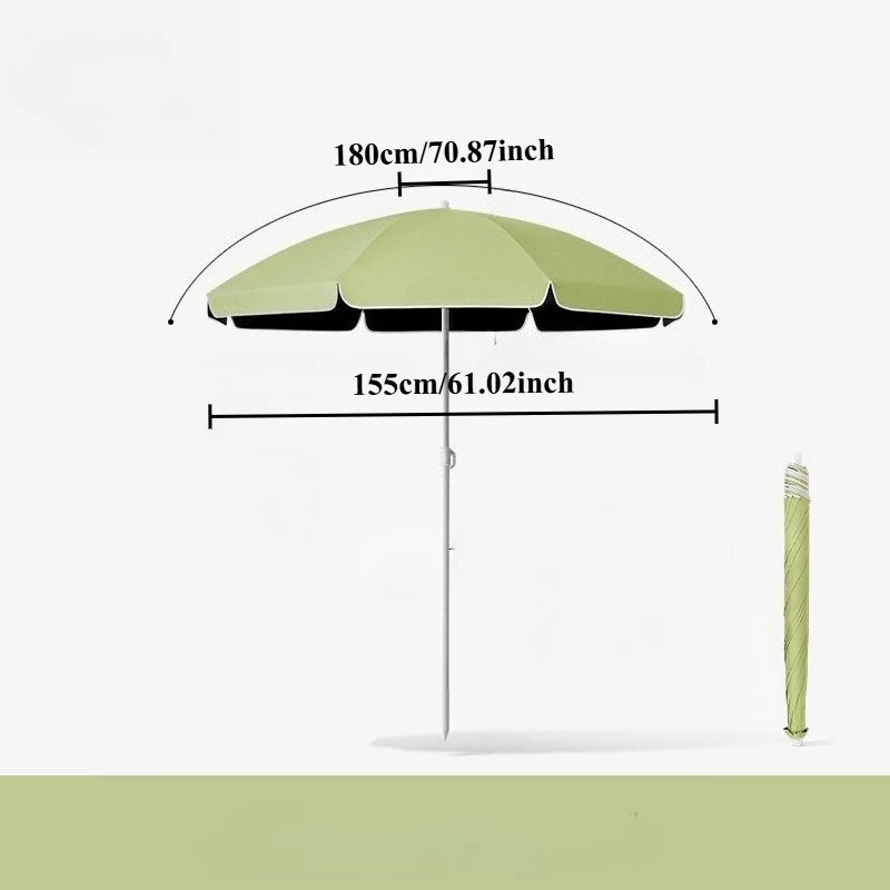 Outdoor Courtyard Decorative Sunshade Umbrella Portable Beach Sun Protection Green Apple Leaf Black Glue Coated Sun Umbrella