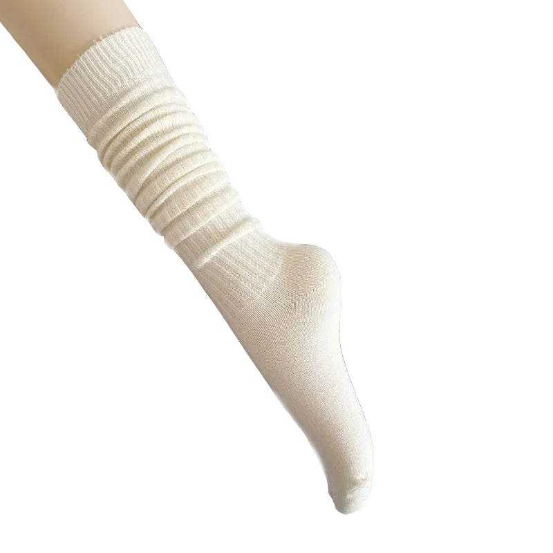 Women Long Socks Cashmere Women Boot Solid Wool Thigh Stocking Skinny Casual Cotton Over Knee-High Fluffy Female Long Knee Sock