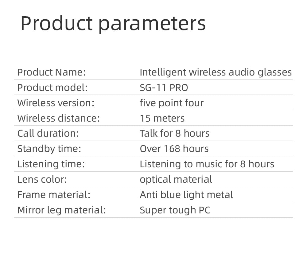 SG11 PRO Sunglasses Smart Wireless Bluetooth Glasses for Fashion Anti-Blue Light Glasses with Music Playback And Phone Answering