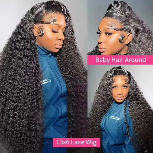 13X4 13X6 Water Wave Hd Transparent Lace Front Wigs Deep Wave Lace Frontal Pre Plucked Curly 100% Human Hair Wigs 250 Density