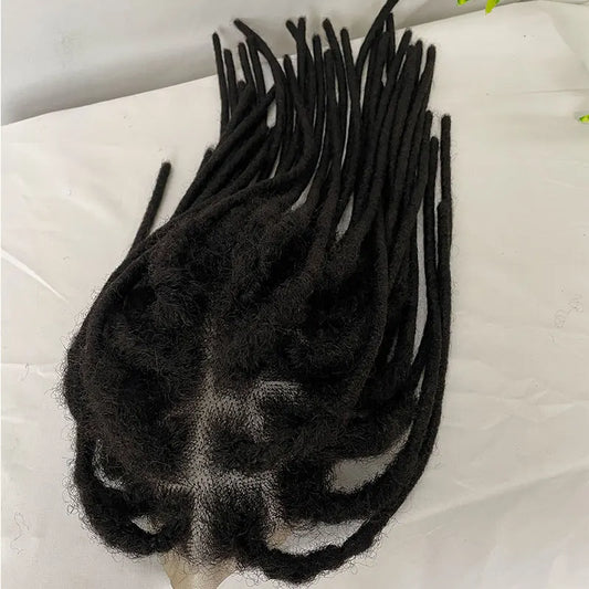 Human Hair Transparent Full Lace Base Afro Dreadlock Extensions Toupee For Men/Women 0.6cm Loc Extensions Human Hair Dreadlock1B