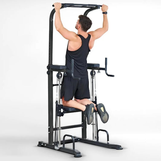 Power Tower Dip Station Pull Up Bar Exercise Tower, Free Standing Pull Up Bars For Home Gym Strength Training Workout Equipment