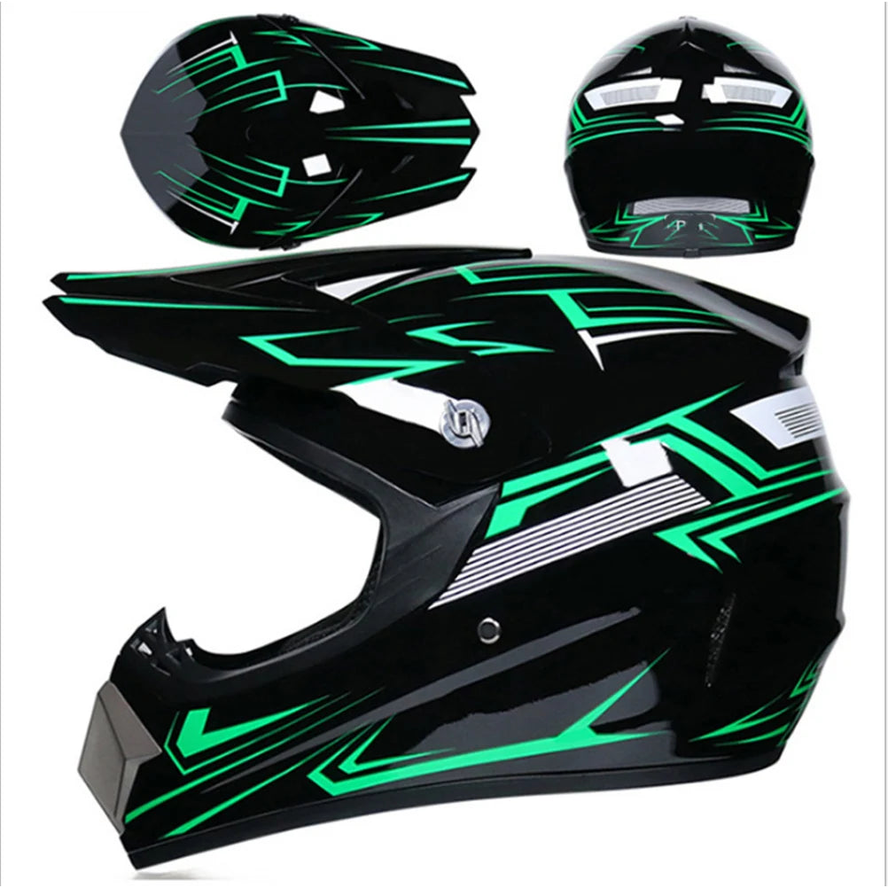 Motorbike Helmet Set Full Face MTB Helmet with Goggles Gloves Face Cover