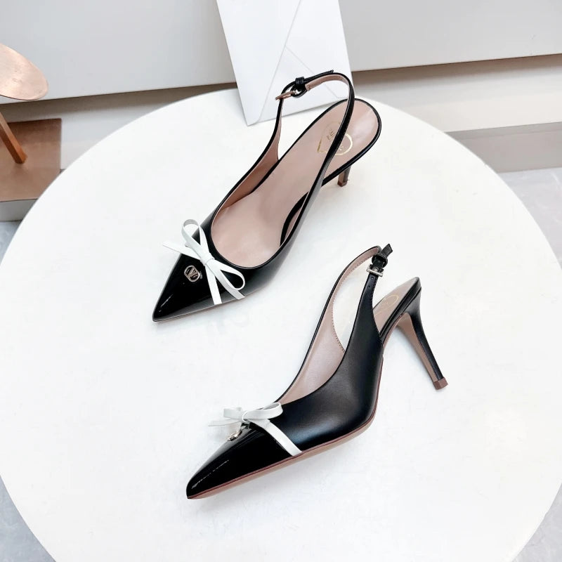 Heels Sandals Gladiator Summer Luxury Brand 2026 Bow Women High Heels Pointed Toe Designer Elegant Slingbacks Party Ladies Shoes