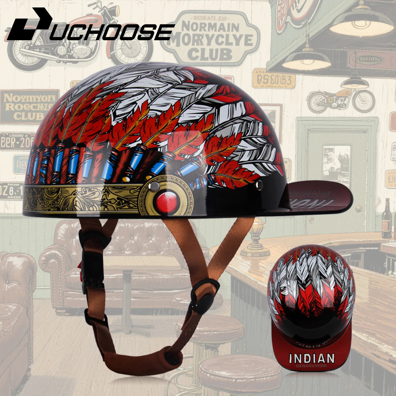 Vintage men's baseball caps motorcycle retro helmets ladybug helmets electric car baseball caps half helmets
