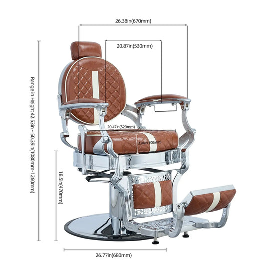 FRNIMAC Heavy Duty Barber Chair, All Purpose Vintage Style Mens Barber Chair Hydraulic Recline Salon Chair, Customized