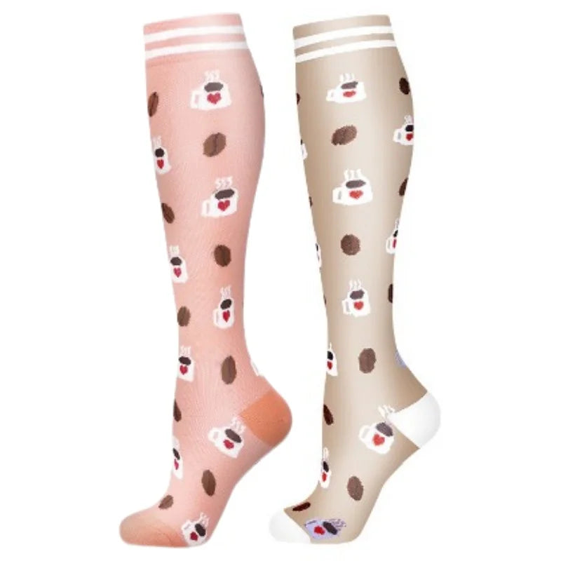 2Pairs New Cat Compression Socks Knee High 20-30 Mmhg Fit Medical Edema Diabetes Varicose Veins Running Compression Sports Socks