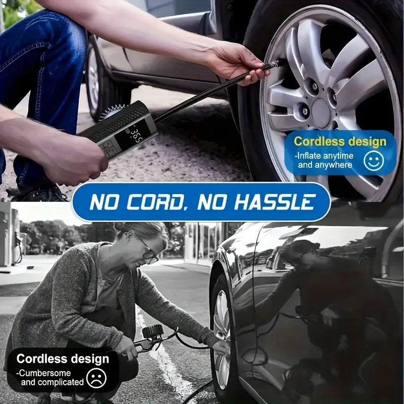Wireless Portable 150PSI Tire Inflator Electric Air Pump Rechargeable Digital Pressure Gauge Auto Shutoff LED Light for Car Bike