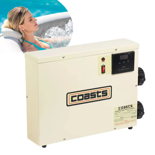 11KW Swimming Pool Heat Pump, Electric Swimming Pool Heater for Above Ground Pools, Max Output 45000BTU/hr, Heat Exchanger 220V