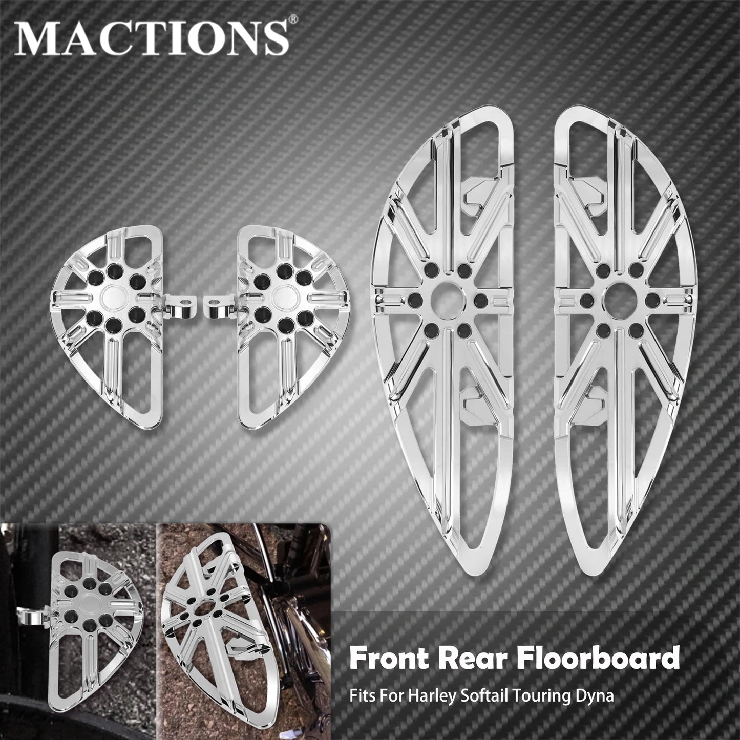 Motorcycle Floorboard Front Rear Footrest Driver Footpeg Passenger Pedal For Harley Touring Electra Street Glide Dyna Softail FL