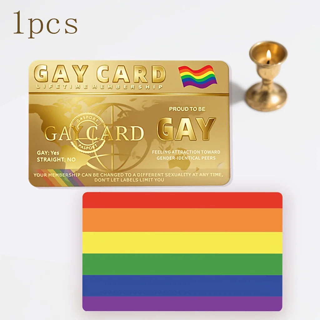 Gay Pride Lifetime Membership Cards Decorative PVC Non Sticker High End Golden Rainbow, PVC Material for LGBT Community Gift