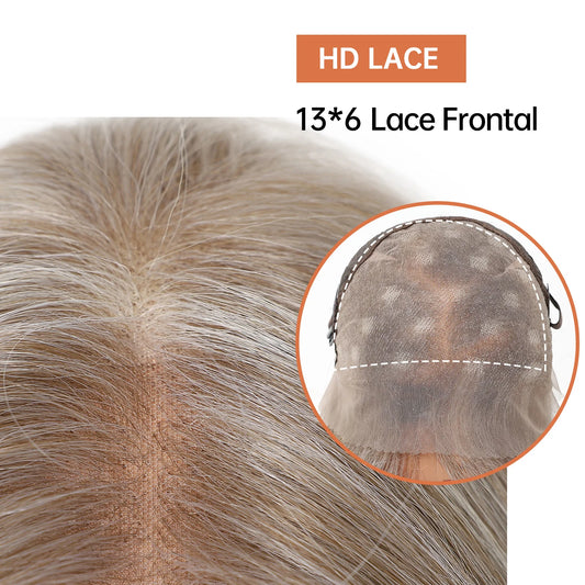 13*6 HD Lace Front Wigs Blonde Mixed Brown Synthetic Wigs For Women Daily Party Short Straight Natural Fake Hair Heat Resistant