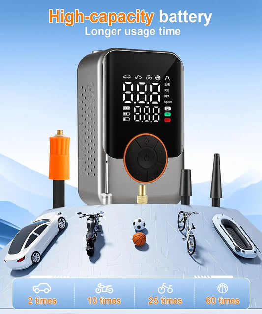 150 PSI Cordless Tire Inflator, Mini Portable Air Compressor with Digital Display & LED Light for Car Motorcycle Bicycle Balls