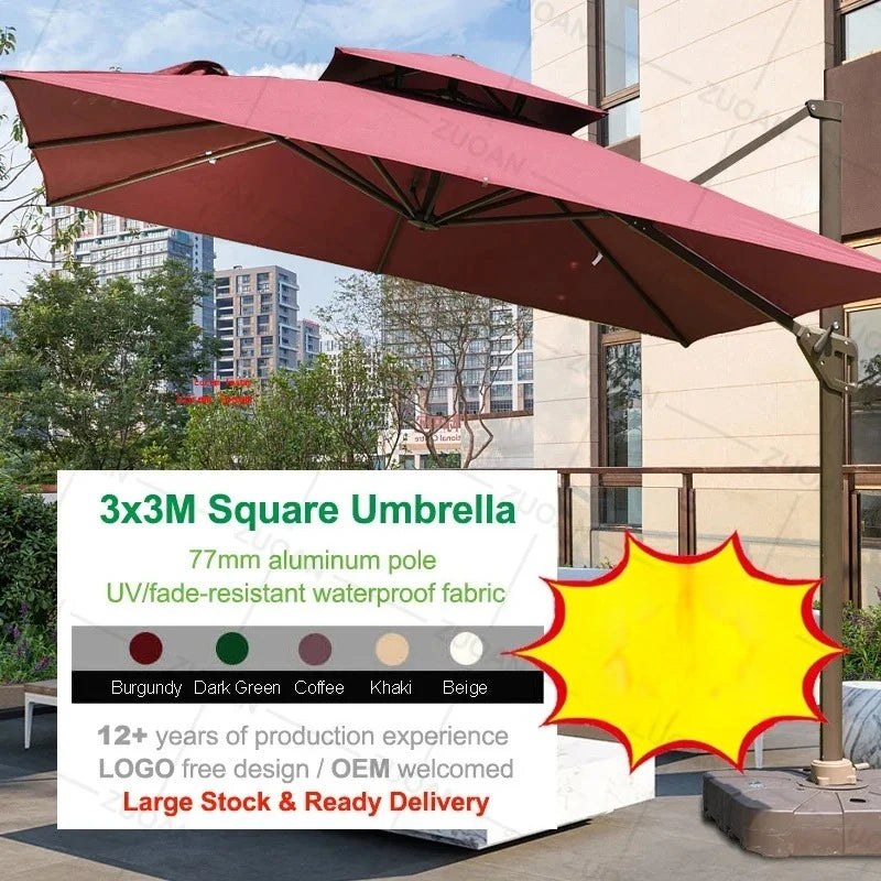 Sun Umbrella, Outdoor Furniture, with Solar LED Lights, Outdoor Umbrella Furniture Set, Sun Protection and Rain Protection