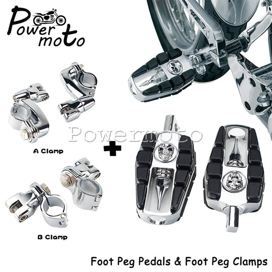 Motorcyle Highway Foot Pegs Engine Guard Zombie Skull Footpeg 1-1/4 " 32mm Clamp Mount Universal For Harley Honda Suzuki Yamaha