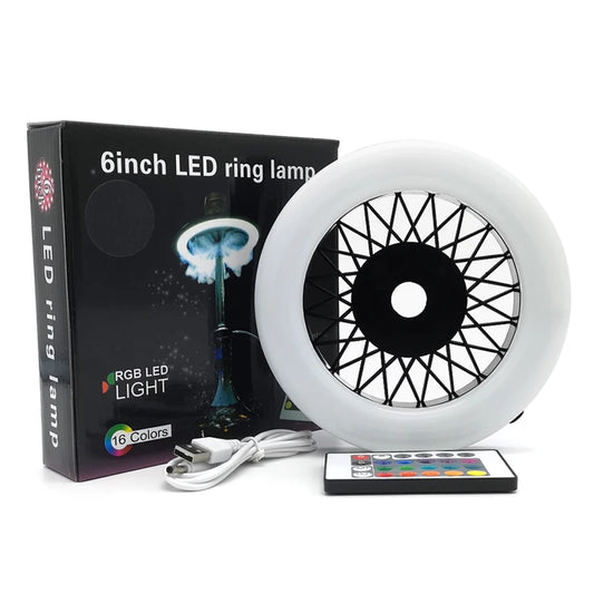 Colored Hookah LED Light Rechargeable RGB Colorful Ring Shisha Lamp Grid Round Hole Buckle Nightclub Bar Smoking Accessories