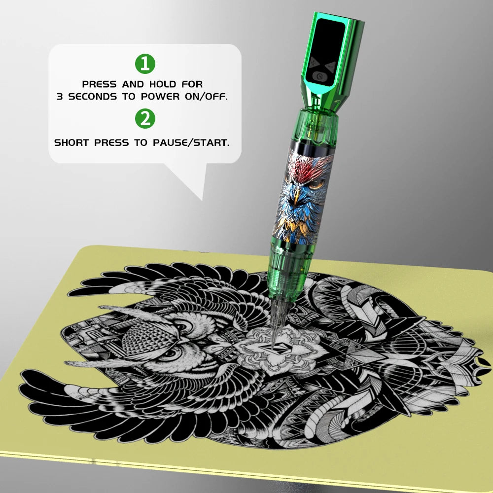 Wireless Tattoo Pen Kit, Wireless Tattoo Machine, Includes 10 Tattoo Needles and 2 Disposable Cap Tattoo Ink Cups, Tattoo Pen Machine Pen Holder, Transfer Paper and Other Tattoo Supplies, Suitable for Tattoo Beginners