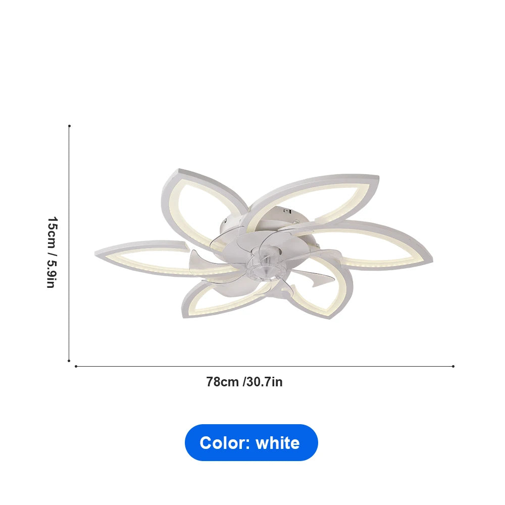 Ceiling Fan with Lights,Modern Dimmable Flower Shape, Remote Control/app Control,Timing 6 Gear Speeds Fan Ceiling Lamp