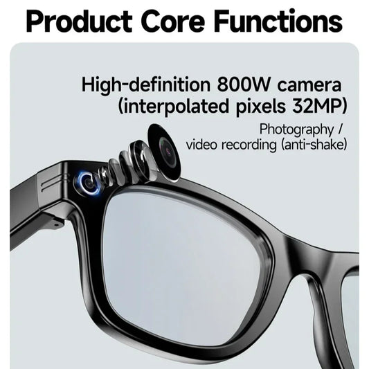 HIWEGO New Smart Glasses 8MP HD Camera AI Glasses Photo Video Recording Waterproof Mini Anti-blue Camera Glasses for Man Women