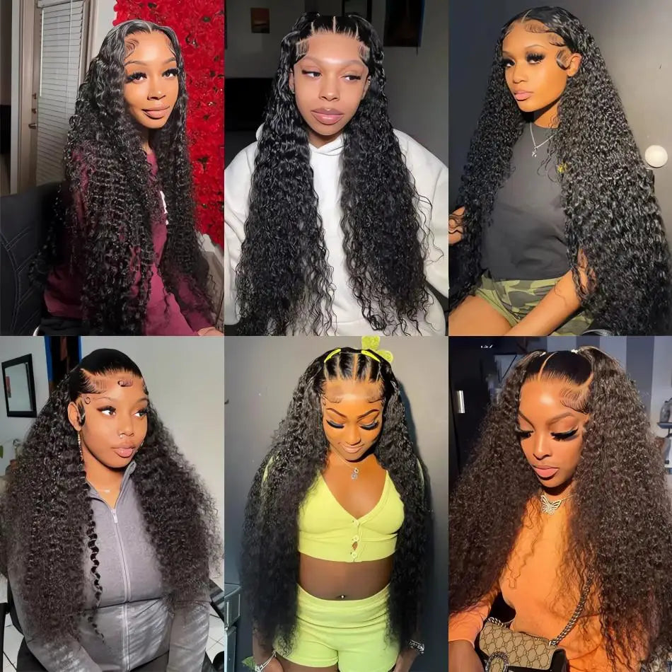 13X4 13X6 Water Wave Hd Transparent Lace Front Wigs Deep Wave Lace Frontal Pre Plucked Curly 100% Human Hair Wigs 250 Density