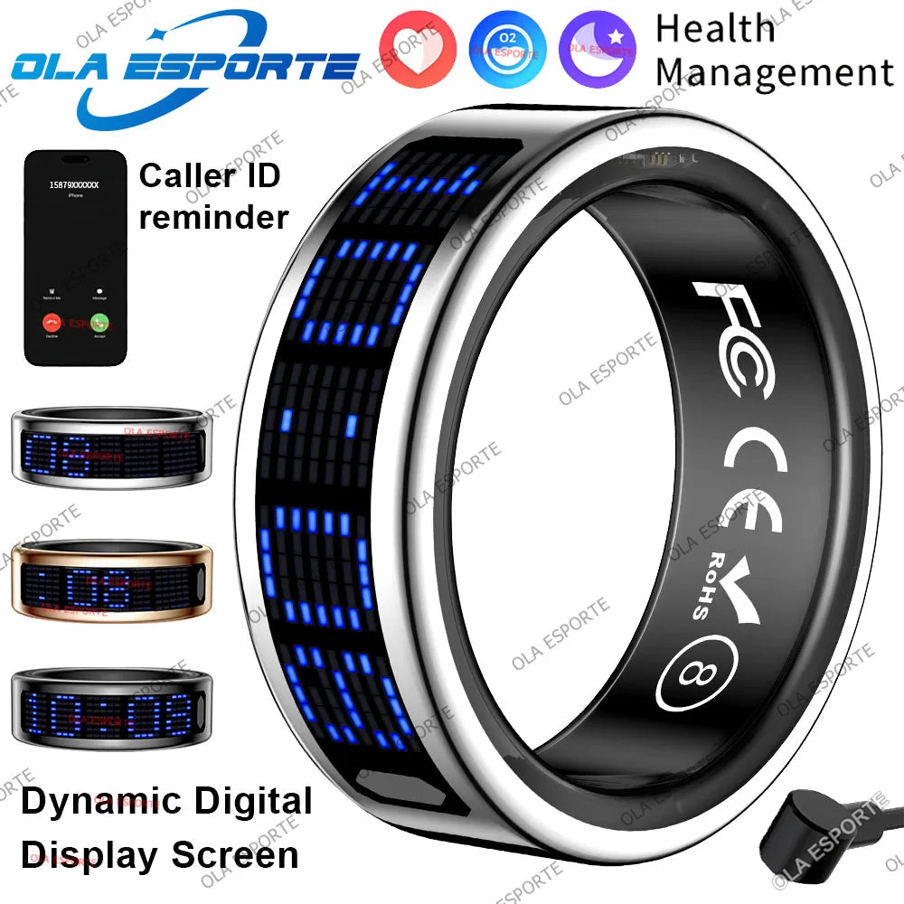 Call ID Reminder Smart Ring Heart Rate Blood Pressure Monitor Men Women Smartring 5ATM Waterproof Health Multi Sports Ring 2026