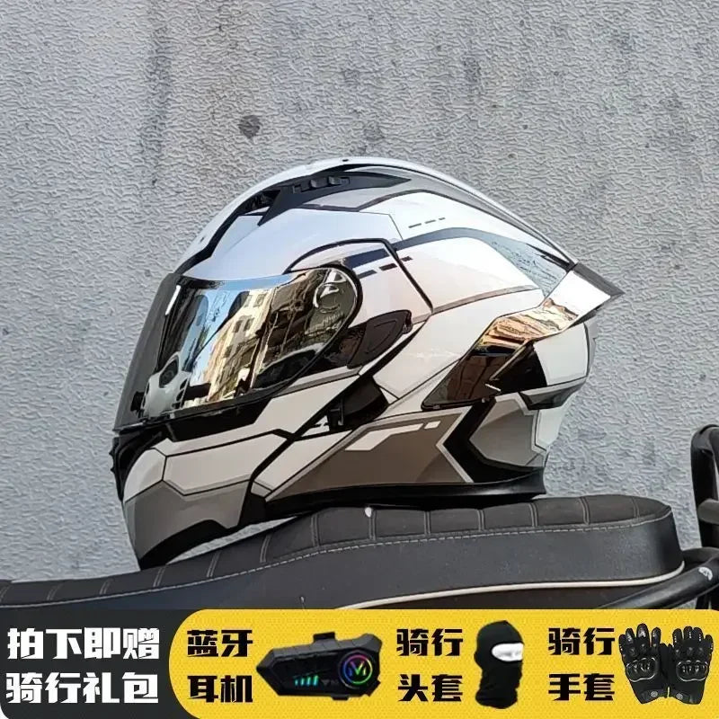 Motorcycle Helmet Full Face Racing Motorbike Helmet with Double Sun Visor Women Man Flip Up Moto Helmets Capacete De Moto