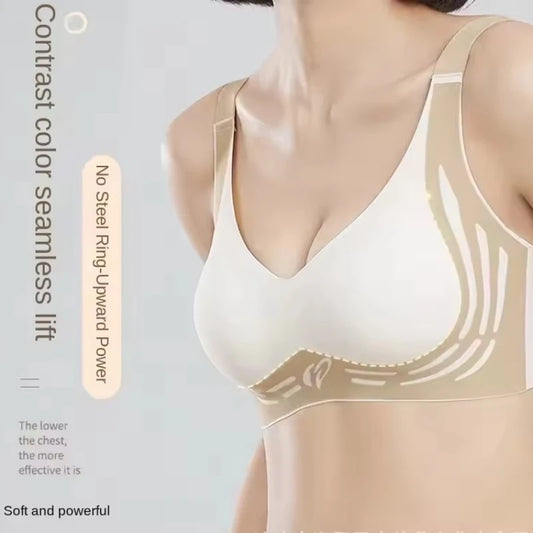 Plus Size Everyday Bra for Woman Sport Double Support Seamless Brassiere Top No-trace Push Up Bra Padded Fixed Cup Underwear