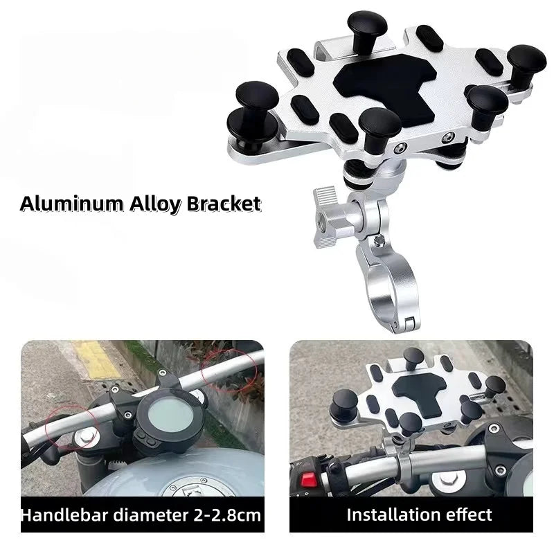 2025 Upgraded Shock Absorbing Phone Holder Mount for Motorcycle Bicycle Alloy Rotary Adjustment Navigation Bracket Universal Fit