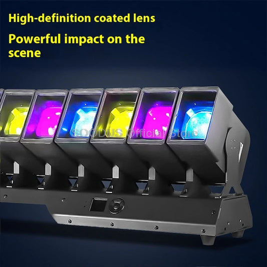 12 Heads LED Matrix Beam Light Sound Control DMX512 Effect Light Wave Swing Spotlights for Stage KTV Bar Wedding Party Lighting