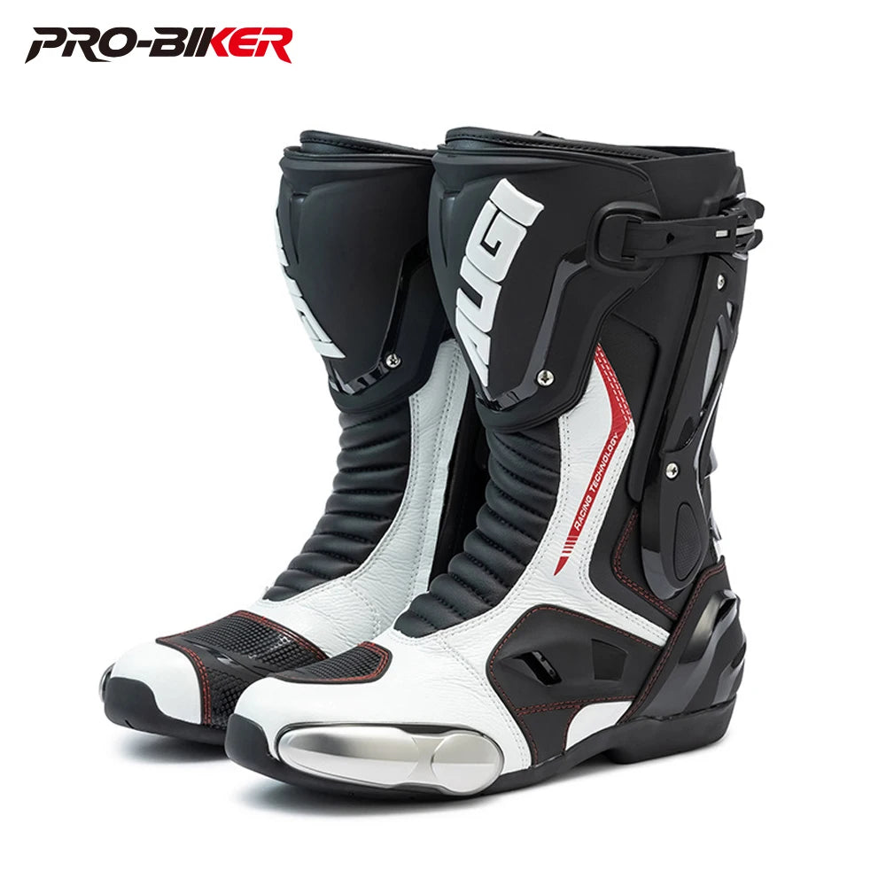 Green Motorcycle Boots Waterproof Motorcycle Boots Impact Resistant Botas De Seguridad Hombre Non-slip Botas De Moto Lightweight