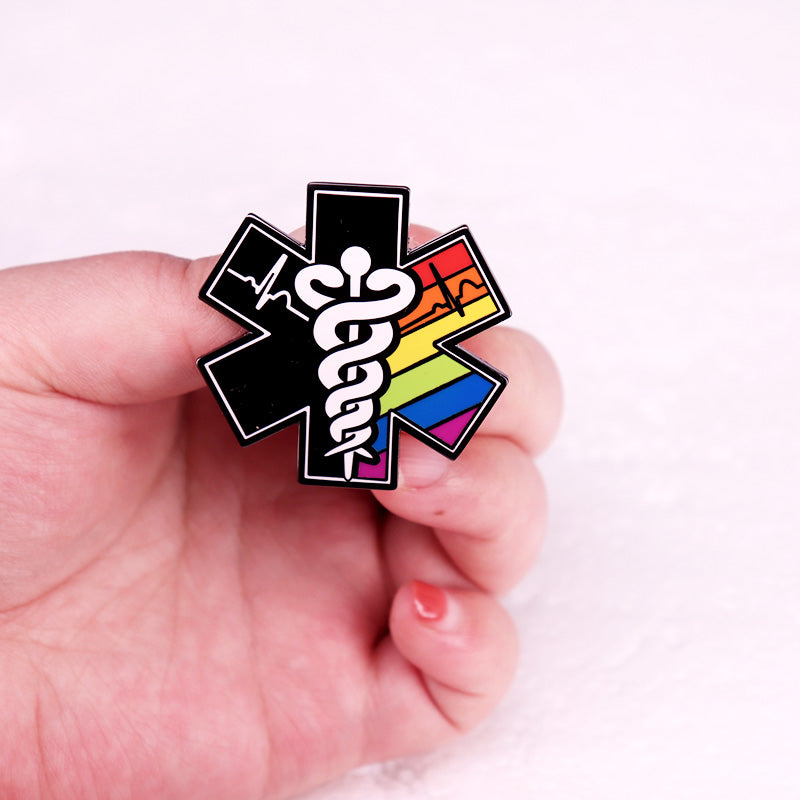 Rainbow Pride Star of Life Badge Medical LGBT Gay Pride Enamel Pin Brooch Jewelry Backpack Decorate Gifts