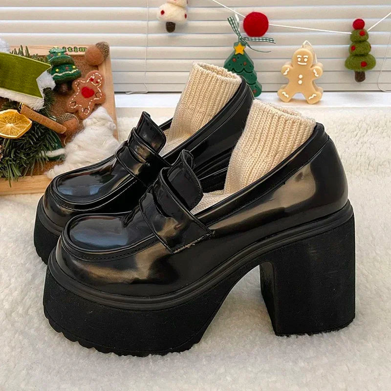 Retro Le Fu Shoes 2024 New Thick Soled High Heels Daily Luxury Women's Solid Color Temperament Mary Jane with Follow-up Shoes