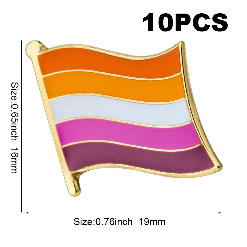 10pcs a lot Sun Set Lesbian Pride LGBT Pride Badge Lapel Pin Brooch