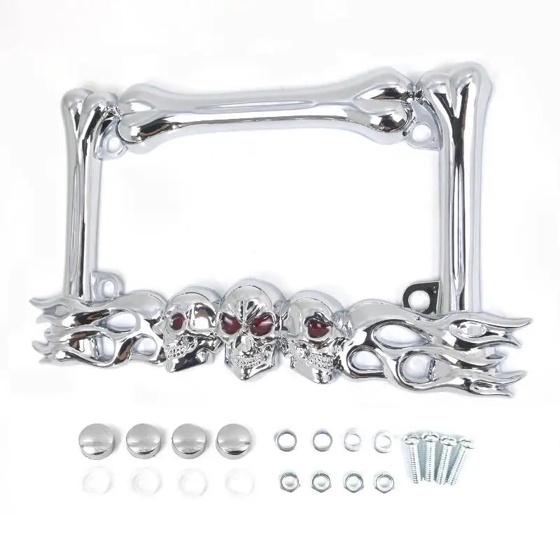 Skull Head Plastic Sport License Plate Frame For Motorcycle Scooters Skull Head Accessory Decoration