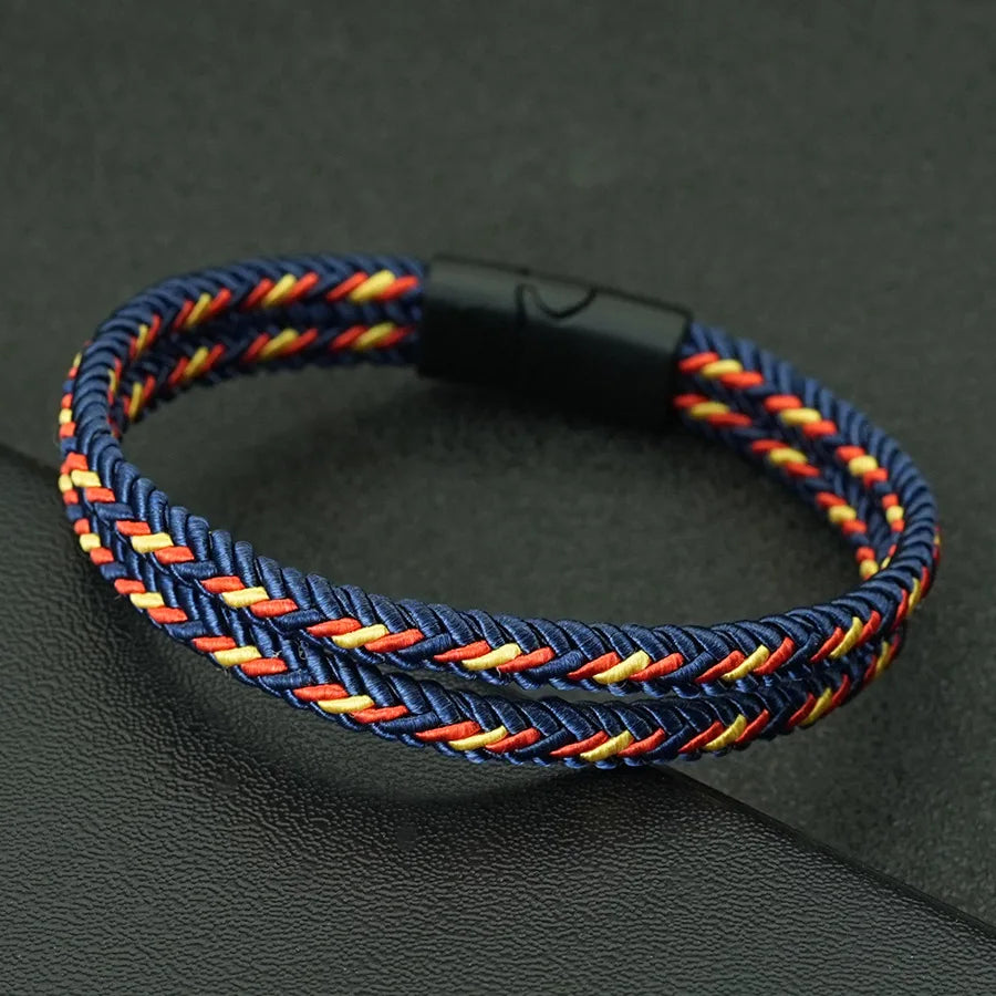 Noter New Pride Rainbow Braided Bracelet For Men Women Handmade Woven Rope Bangle Magnetic Clasp Wristband Versatile Jewelry