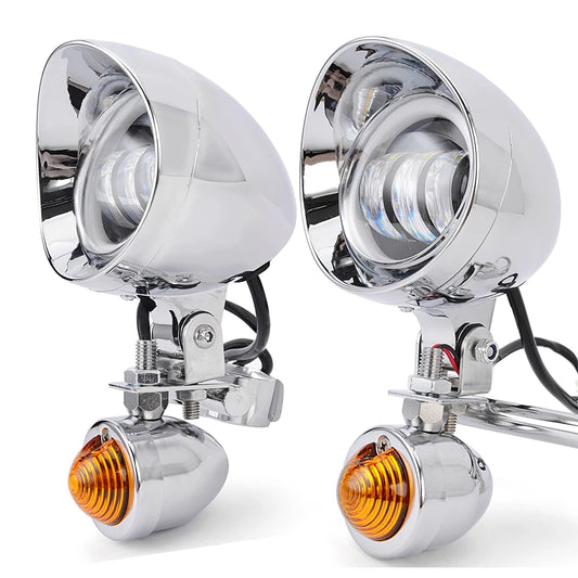 Motorcycle Driving Passing Fog Spot Light Turn Signal Lamp For Cruisers Choppers Cafe Racers Custom Honda Suzuki LED Fog Light
