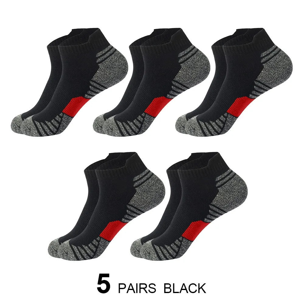 5 Pairs Men's Four Season Cotton Breathable Sports Socks Set Male Sport Ankle Socks Basketball Running Socks For Men