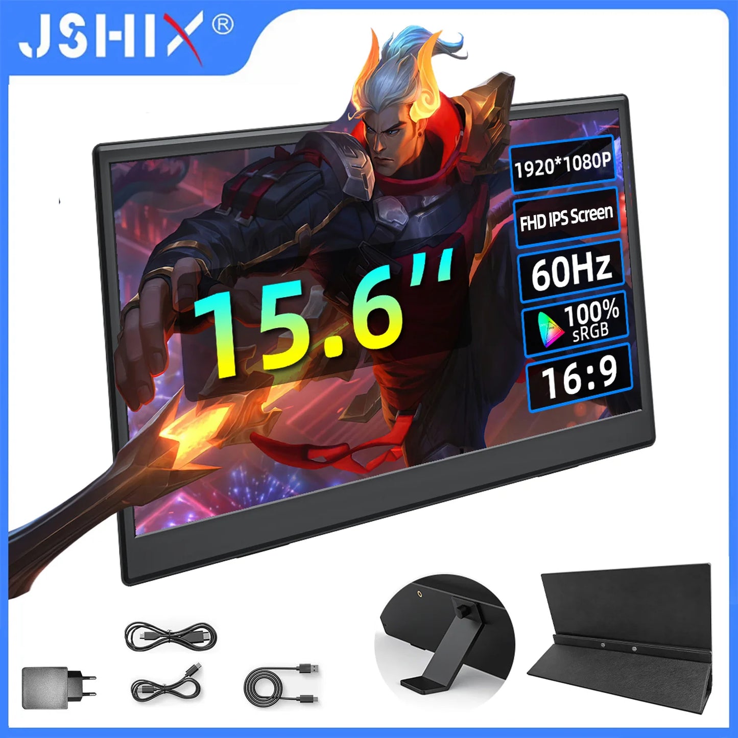 JSHIX 11.6 14 15.6 Inch Portable Monitor 1080P Full HD IPS Second Monitor for Gaming Laptop Phone Switch Xbox Sub Display Screen