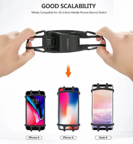 360 Rotatable Bicycle Phone Holder Bike MTB Moto Electric Vehicle Navigation Phone Strap Shockproof Elastic Silicone Holder