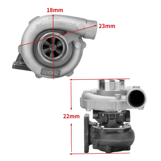 T3 T4 T04E .57 A/R Universal 5 Bolts Turbo Turbocharger for 1.5L to 2.5L 400HP T3 Flange