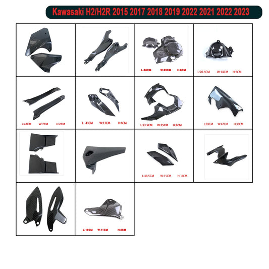 motorcycles For Kawasaki Ninja H2 H2R 2015-2024 Sur-Ron 100% Full Carbon Fiber Lower Fairing Winglets Fairings Motorcycles