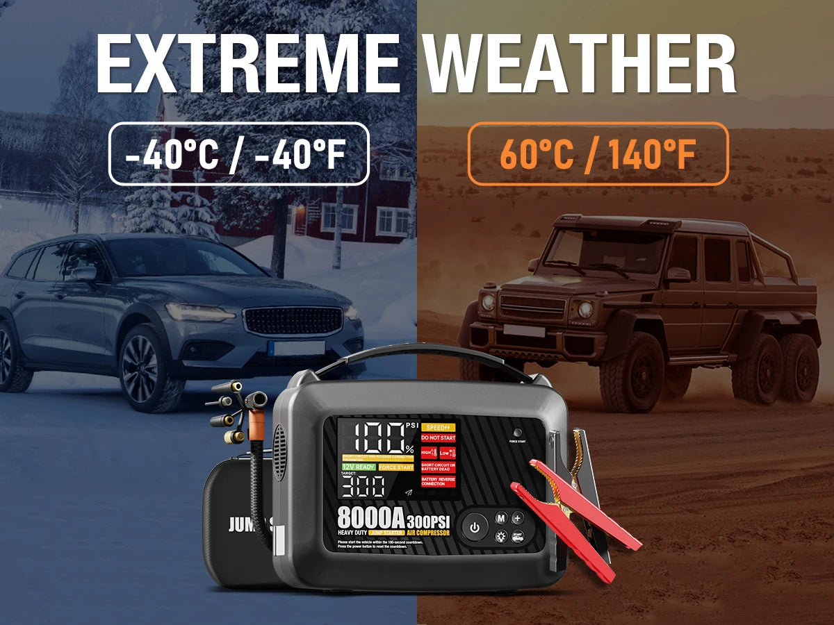 8000A Professional Heavy Duty Car Jump Starter With Air Pump Powerful Car 12V Car Battery Starter Booster Starting Device