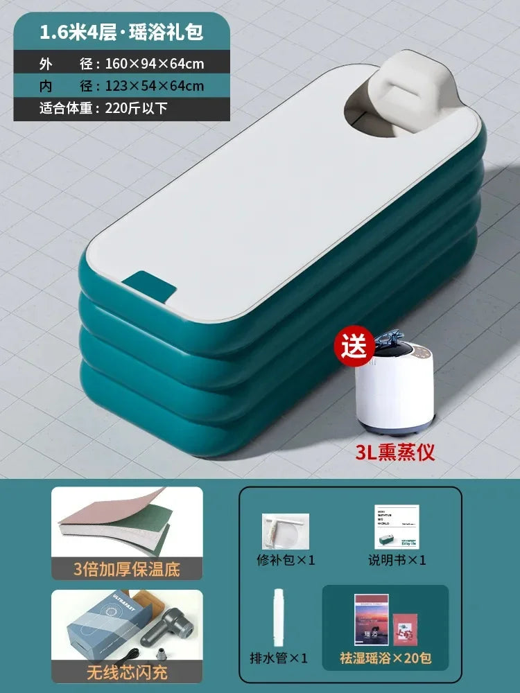 Adult Portable Bathtub Folding Body Sauna Shower Steam Inflatable Whirlpool Bathtub Simple Baignoire Bathroom Supplies
